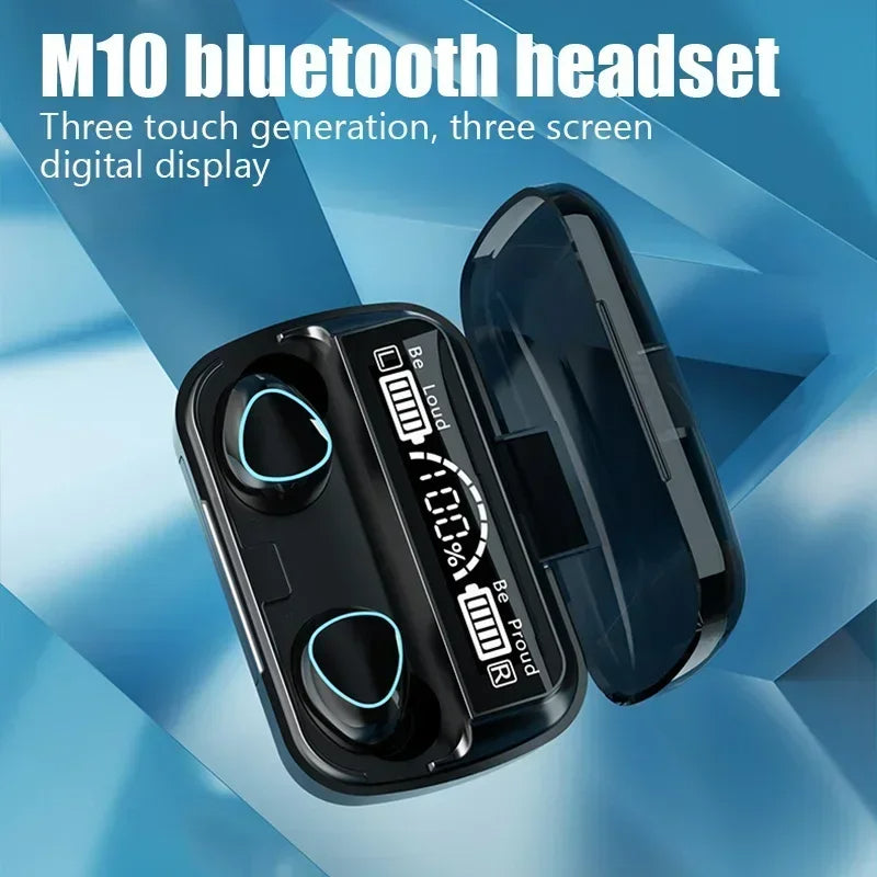 M10 Bluetooth Earphones Handfree LED Dispay Headphones Bluetooth HiFi Stereo Music Wireless Earbuds Waterproof Gaming Headset