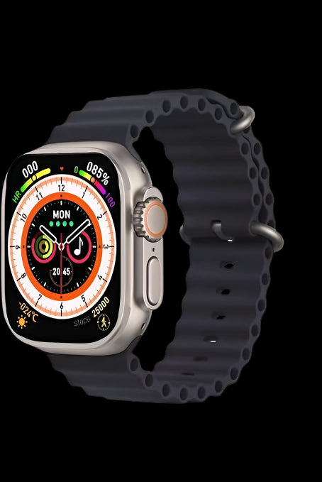 T800 Ultra 1.99" Infinite Display Smartwatch, Orange Strap, BT Calling, Notifications, Heart Rate, Sports Mode, Sleep Monitoring, Walking, Running, Cycling with Wireless Charging